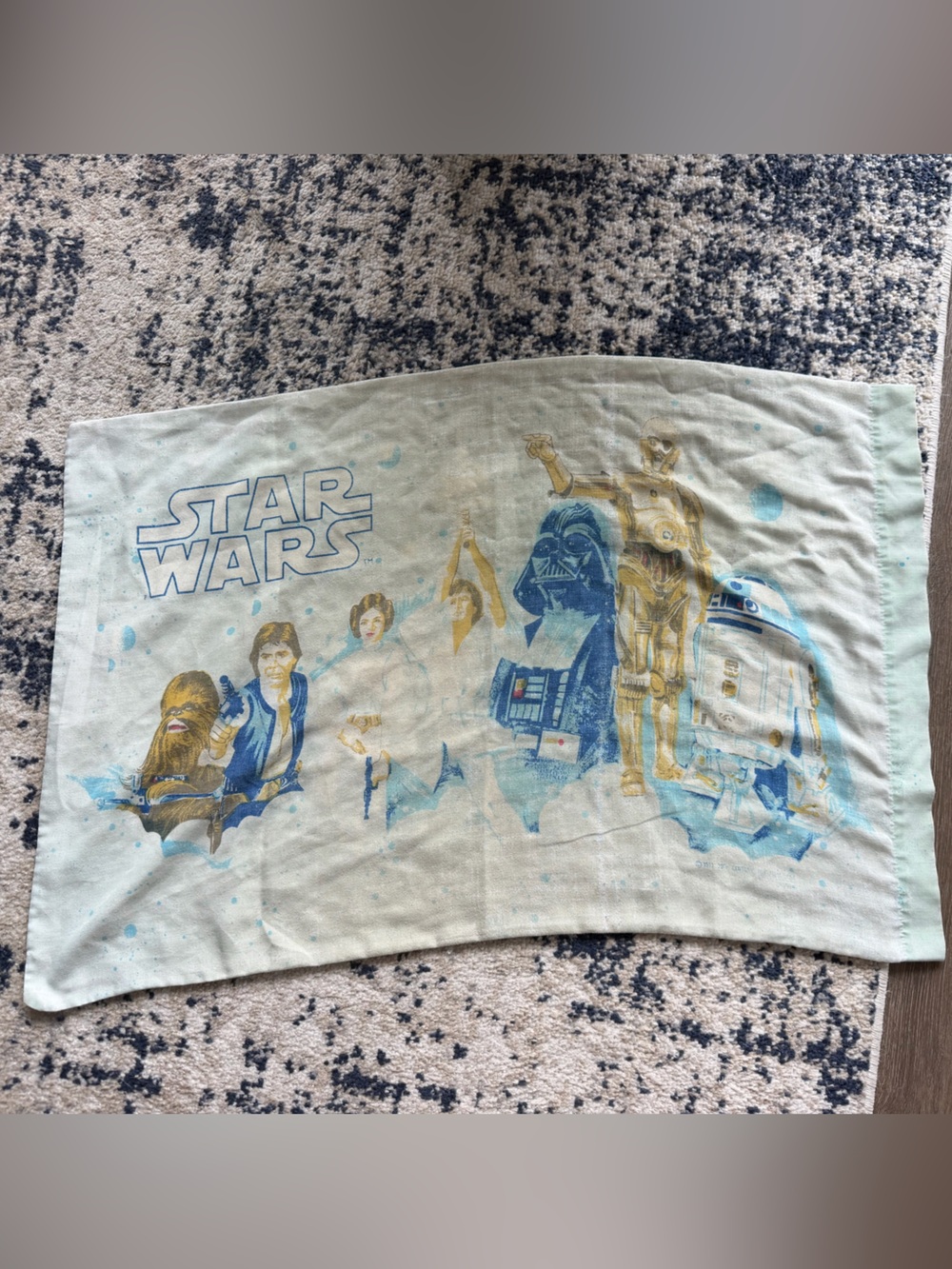 Star Wars Light Blue and Gold Character VINTAGE pillowcase Edmonds